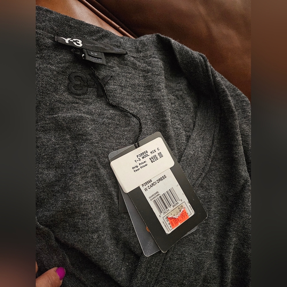 NWT Y-3 Yohji Yamamoto Longline Hooded Cardigan Gray S - Picture 4 of 7
